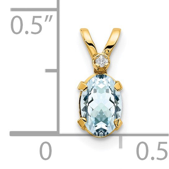 14K Yellow Gold Petite Aquamarine Birthstone Necklace