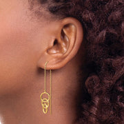 14k Yellow Gold Triple Circle Threader Earrings