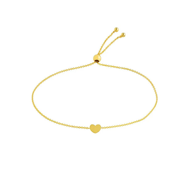 14KY Adjustable Heart Bracelet
