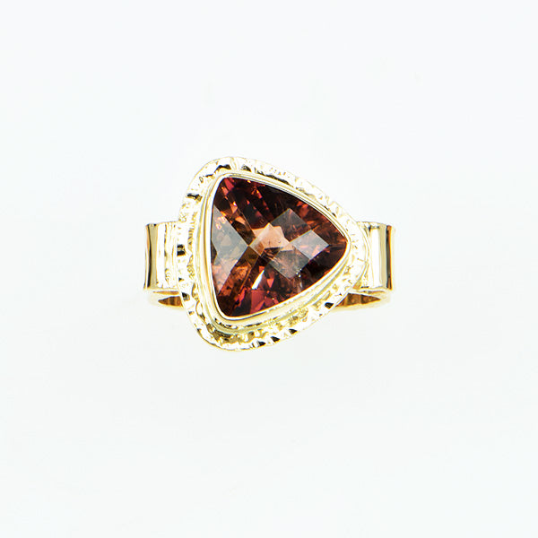 Michael Baksa Bi-Color Rubellite Tourmaline Ring 14K Yellow Gold