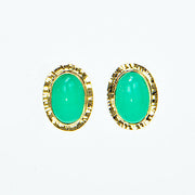 Michael Baksa 14k Yellow Gold Green Chrysoprase Post Earrings