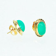 Michael Baksa 14k Yellow Gold Green Chrysoprase Post Earrings