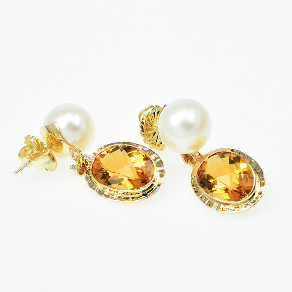 Michael Baksa 14KY Rio Grande and Pearl Earrings