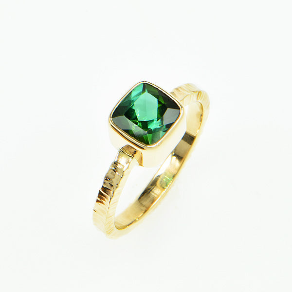 Michael Baksa 14KY Green Tourmaline Ring