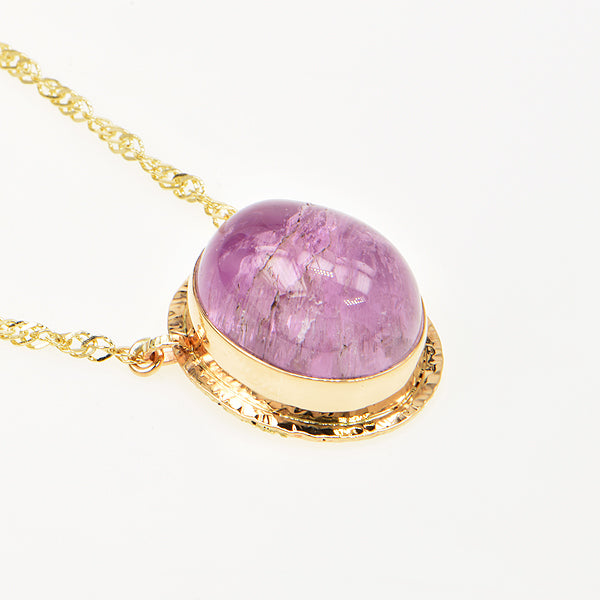 Michael Baksa 14K Kunzite Oval Cabochon Necklace