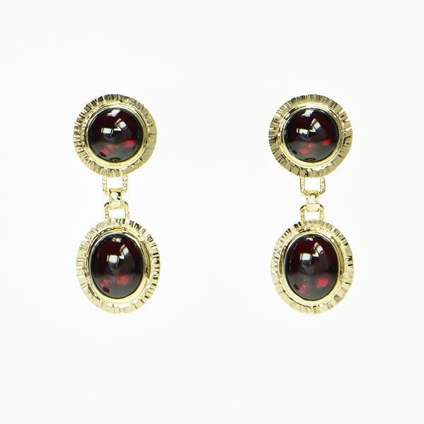 Michael Baksa 14K Rhodolite Garnet Cabochon Drop Earrings