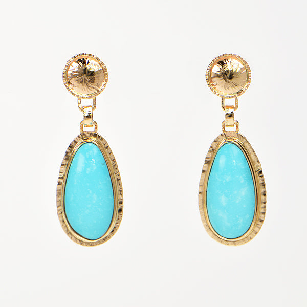 Michael Baksa 14KY Sleeping Beauty Turquoise Drop Earrings