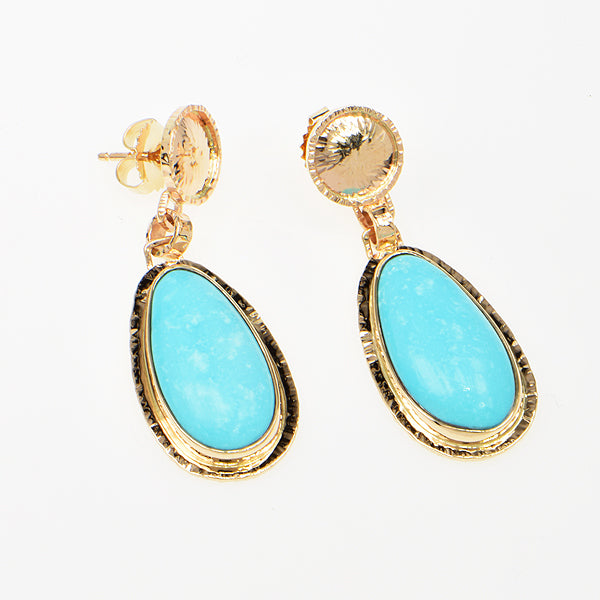 Michael Baksa 14KY Sleeping Beauty Turquoise Drop Earrings