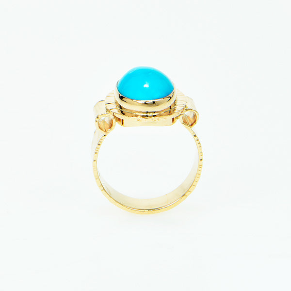 Michael Baksa 14K Sleeping Beauty Turquoise RIng