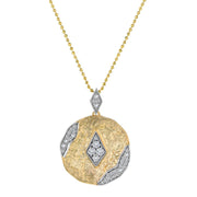 14K Yellow Gold and Diamond Necklace with Bead Chain