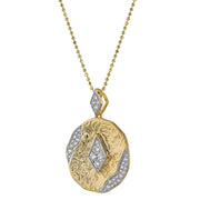 14K Yellow Gold and Diamond Necklace with Bead Chain