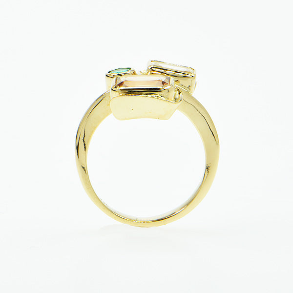 Michael Baksa 14k Imperial Topaz, Emerald and Yellow Sapphire Ring