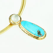 Michael Baksa 14K Turquoise and Moonstone Pendant