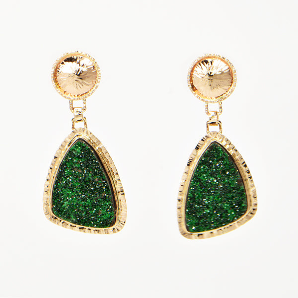 Michael Baksa 14K Drusy Uvarovite Drop Earrings