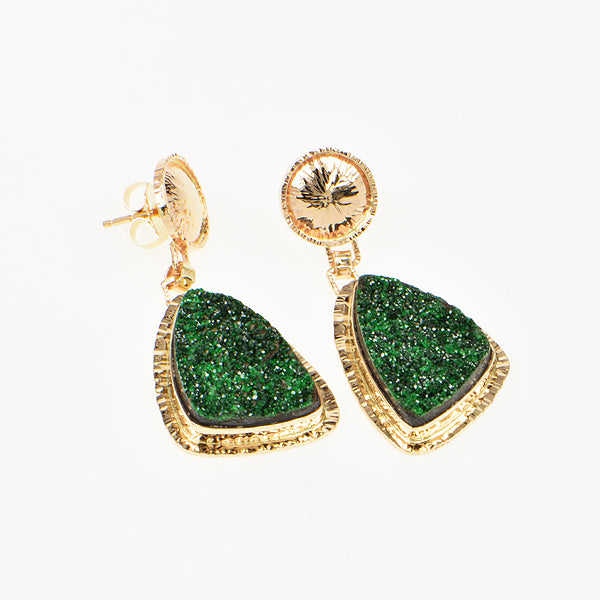Michael Baksa 14K Drusy Uvarovite Drop Earrings