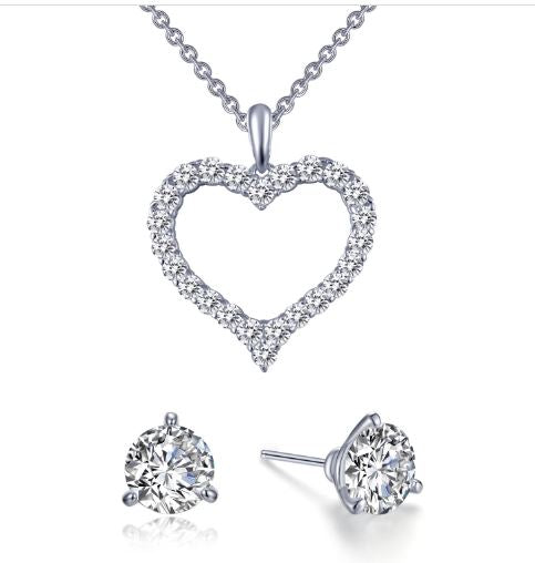 Lafonn Solitaire Earrings and Heart Pendant Special
