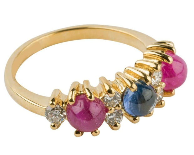 Gordon Aatlo Designs 18k Yellow Gold Sapphire and Diamond Cabochon Ring - Aatlo Jewelry Gallery