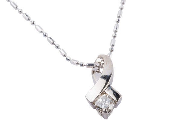 14k White Gold Diamond Solitaire Pendant - One Third Carat Diamond - Aatlo Jewelry Gallery