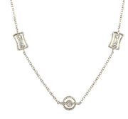 14k White Gold Antique Style Diamond Millgrain Necklace