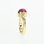 Michael Baksa 14K Gold Pink Cats Eye Tourmaline Cabochon Ring - Aatlo Jewelry Gallery