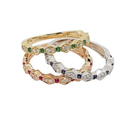 14K Yellow Gold Emerald And Diamond Stacking Ring - Aatlo Jewelry Gallery