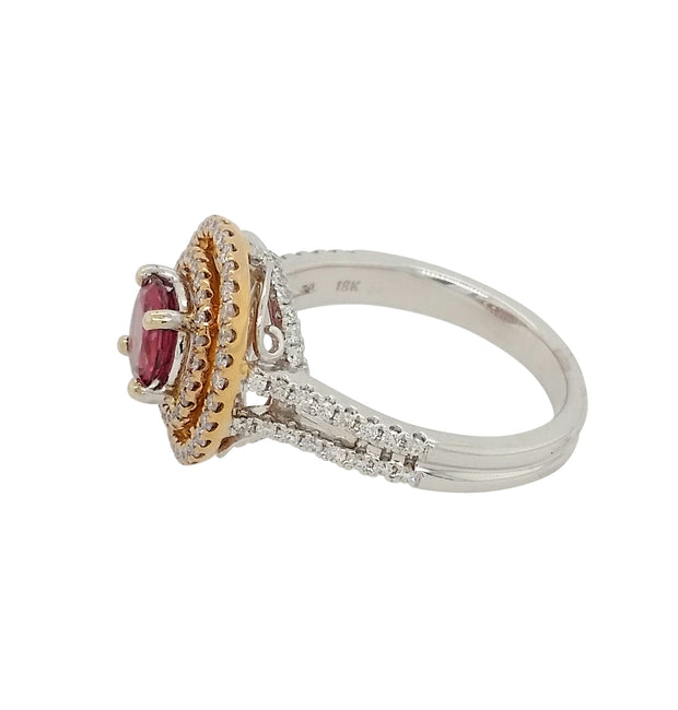 Yellow and White Gold Pink Tourmaline and Diamond Ring - Aatlo Jewelry Gallery