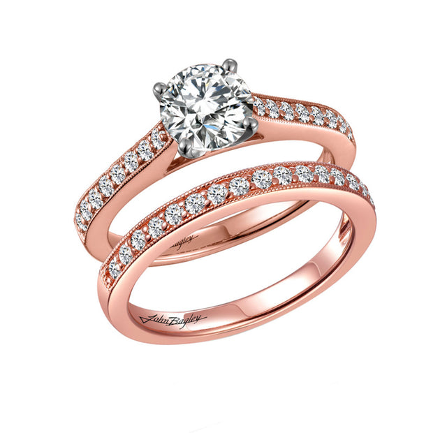 John Bagley 14k Rose Gold Engagement Ring & Wedding Band - Aatlo Jewelry Gallery