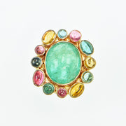 Michael Baksa 14k Emerald and Mulit-Colored Tourmaline Ring - Aatlo Jewelry Gallery
