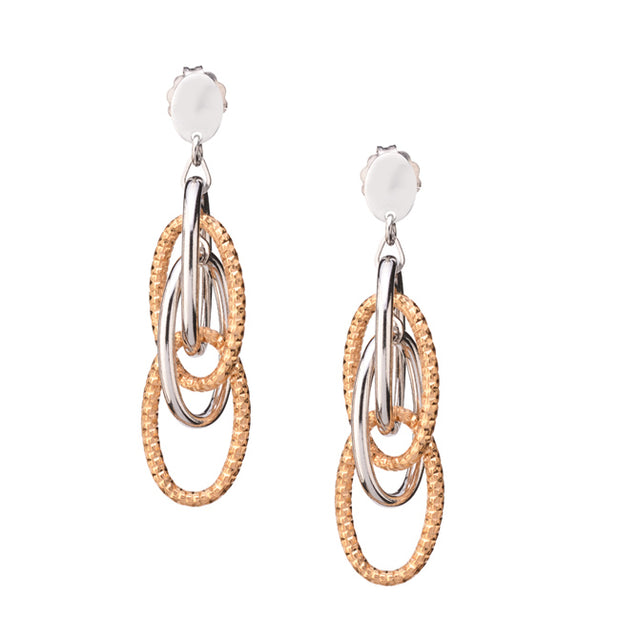 Silver and Gold Plated Oval Link Drop Earring by Frederic Duclos - Aatlo Jewelry Gallery