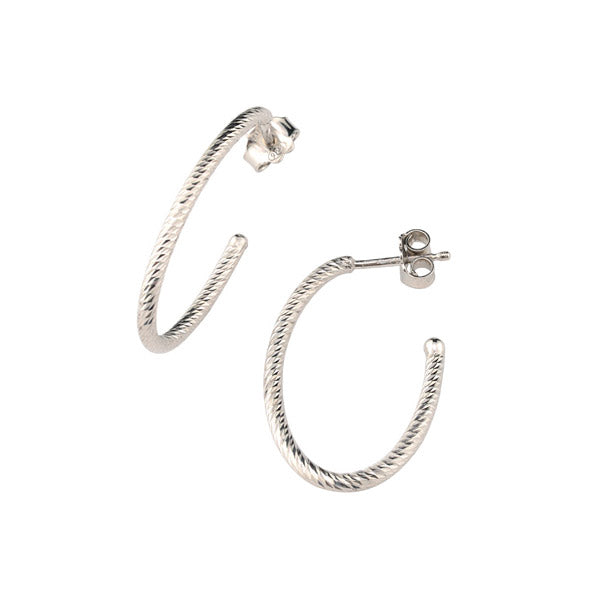 Frederic Duclos Sterling Silver Textured Oval Hoop Earrings - Aatlo Jewelry Gallery