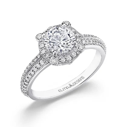 ELMA Designs Round Halo Engagement Ring