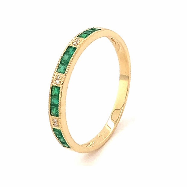 14k Emerald And Diamond Stacking Ring - New For Spring - Aatlo Jewelry Gallery