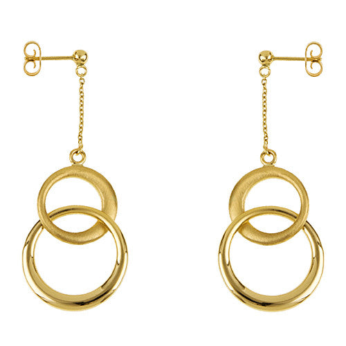 14k Gold Italian Designed Textured Circle Drop Earrings. - Aatlo Jewelry Gallery