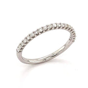 French Set Diamond Ring in 18k White Gold