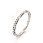 French Set Diamond Ring in 18k White Gold