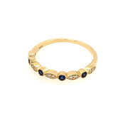 14k Blue Sapphire And Diamond Engraved Band - Aatlo Jewelry Gallery