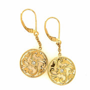14k Yellow Gold and Diamond Drop Earrings