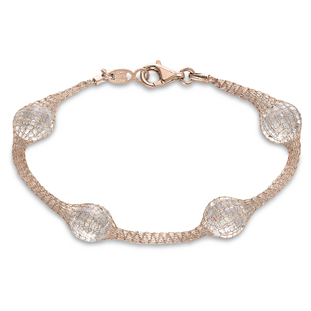 Peter Storm Rose Gold Mesh Faceted Clear Quartz Bracelet - Aatlo Jewelry Gallery