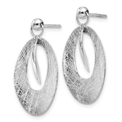 14k White Gold Polished and Etched Finish Reversible Earrings