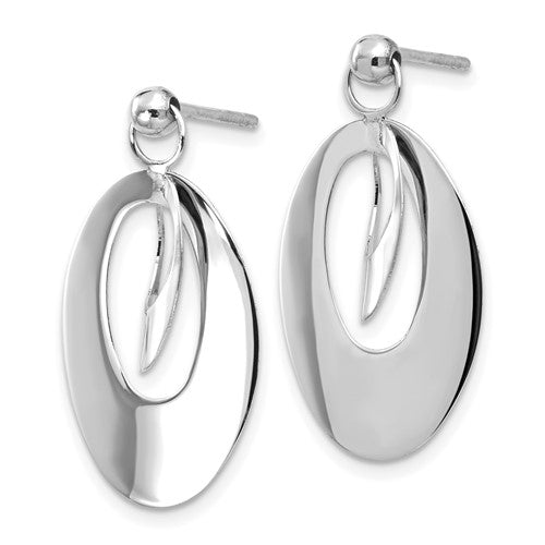 14k White Gold Polished and Etched Finish Reversible Earrings