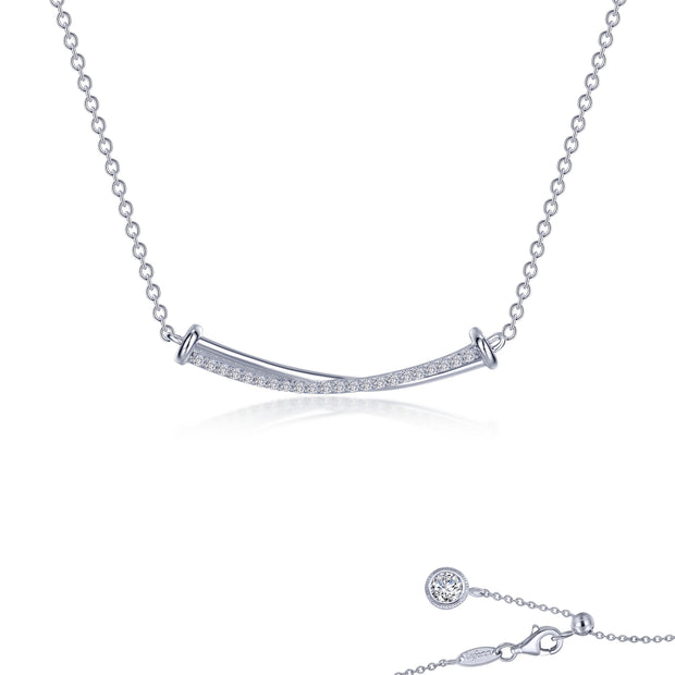 Lafonn Lassaire Diamond Adjustable Curved Double Bar Necklace