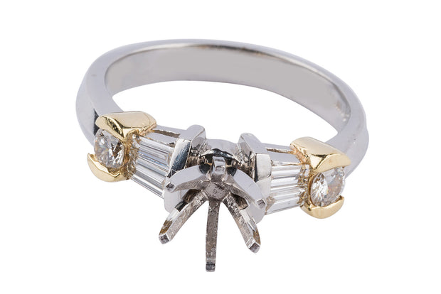 Platinum and 18k Yellow Gold Engagment Ring Setting - Aatlo Jewelry Gallery
