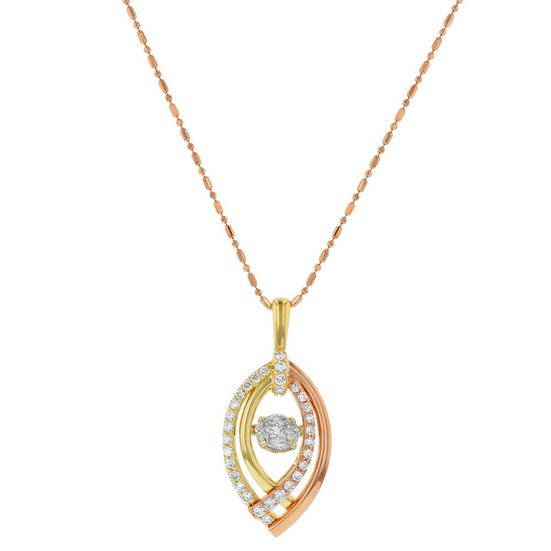 Yellow, Rose and White Gold 14k Marquise Shaped Diamond Pendant