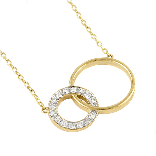 14k Yellow Gold Double Circle Diamond Necklace
