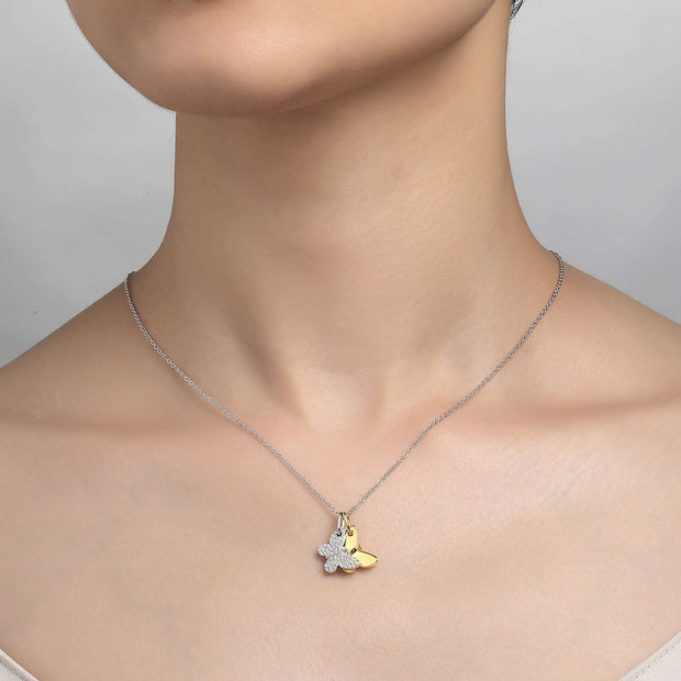Lafonn Lassaire Diamond Butterfly Shadow Charm Necklace