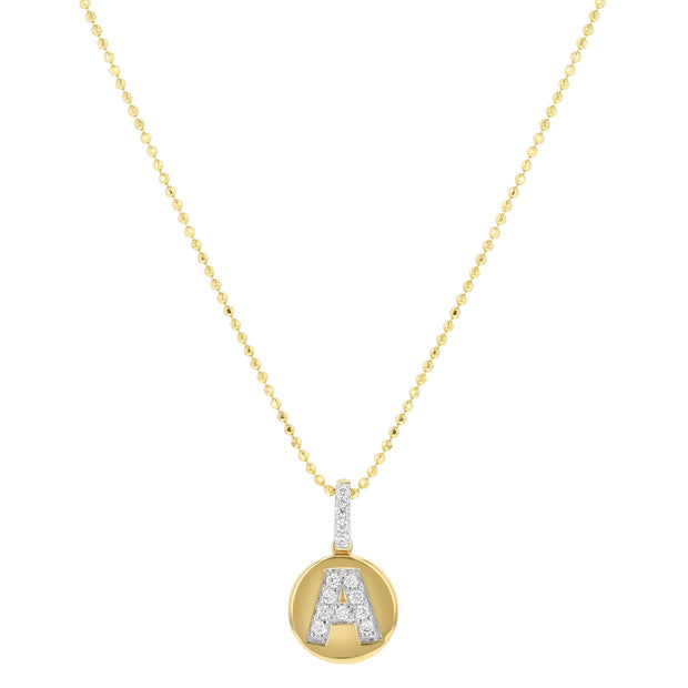 Initial A -Designer 14K Gold and Diamond Initial Pendant