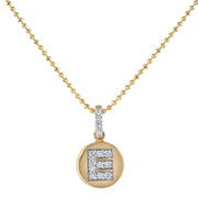 Initial E -Designer 14K Gold and Diamond Initial Pendant