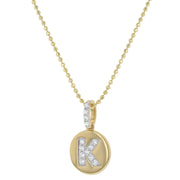Initial K -Designer 14K Gold and Diamond Initial Pendant