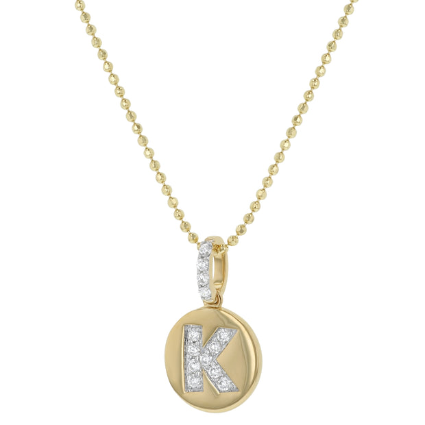 Designer 14K Gold and Diamond Initial Pendant
