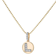 Initial L -Designer 14K Gold and Diamond Initial Pendant